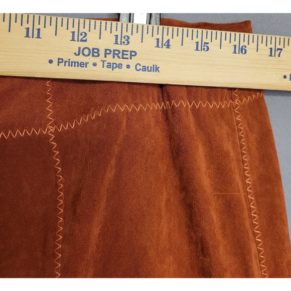 Wild Cat Maxi Skirt Womens L Brown Western Velour Zip-Zag Trim Stitching New - Picture 6 of 10